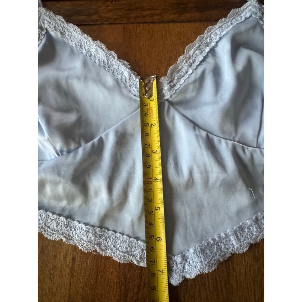 Blue Satin Lace Trim Handkerchief Hem Cami Y2K Smocked Back Small - Picture 10 of 10